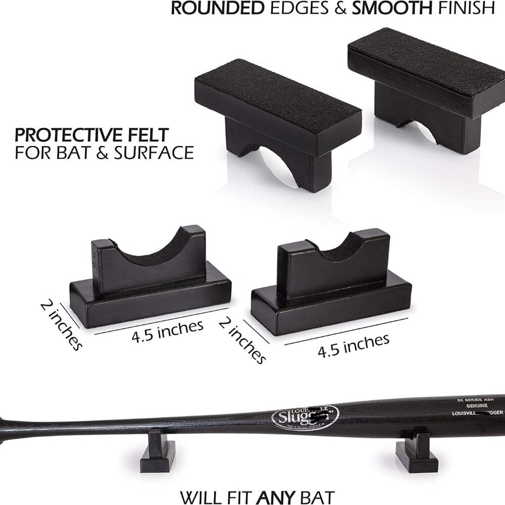 Baseball Bat Display Holder Rack Mount for Table or Desk- Replaces Case or Stand - Picture 2 of 9